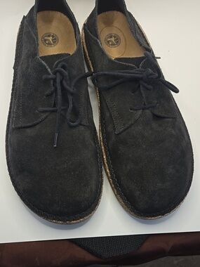 Birkenstock Mens Gary Black Suede Lace Up Oxford Shoes 44 Derby Euro Boho